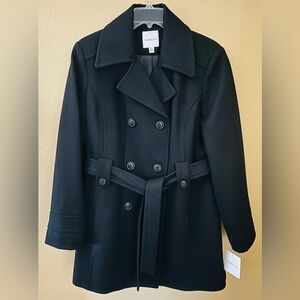 Croft & Barrow Wool Blend Coat Black Belted Women’s XL NWT